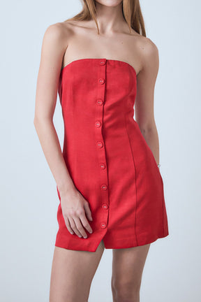 ENDLESS ROSE - Linen Strapless Dress - DRESSES available at Objectrare
