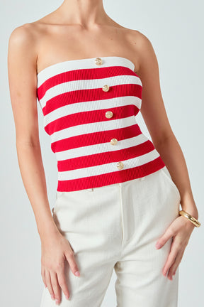 MARSY - Striped Strapless Top - TOPS available at Objectrare