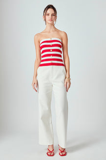 MARSY - Striped Strapless Top - TOPS available at Objectrare
