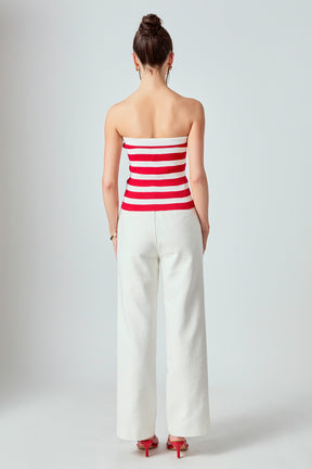 MARSY - Striped Strapless Top - TOPS available at Objectrare