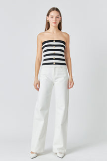 MARSY - Striped Strapless Top - TOPS available at Objectrare