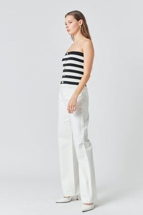 MARSY - Striped Strapless Top - TOPS available at Objectrare