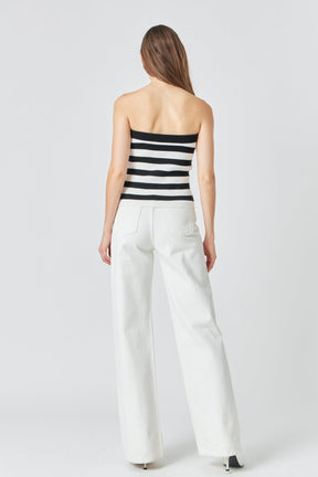 ENDLESS ROSE - Striped Strapless Top - TOPS available at Objectrare