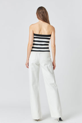 MARSY - Striped Strapless Top - TOPS available at Objectrare