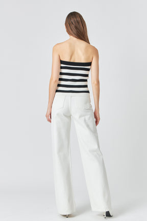 MARSY - Striped Strapless Top - TOPS available at Objectrare