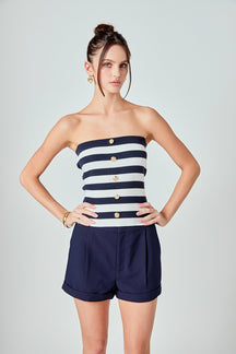 MARSY - Striped Strapless Top - TOPS available at Objectrare