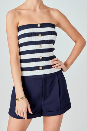 MARSY - Striped Strapless Top - TOPS available at Objectrare