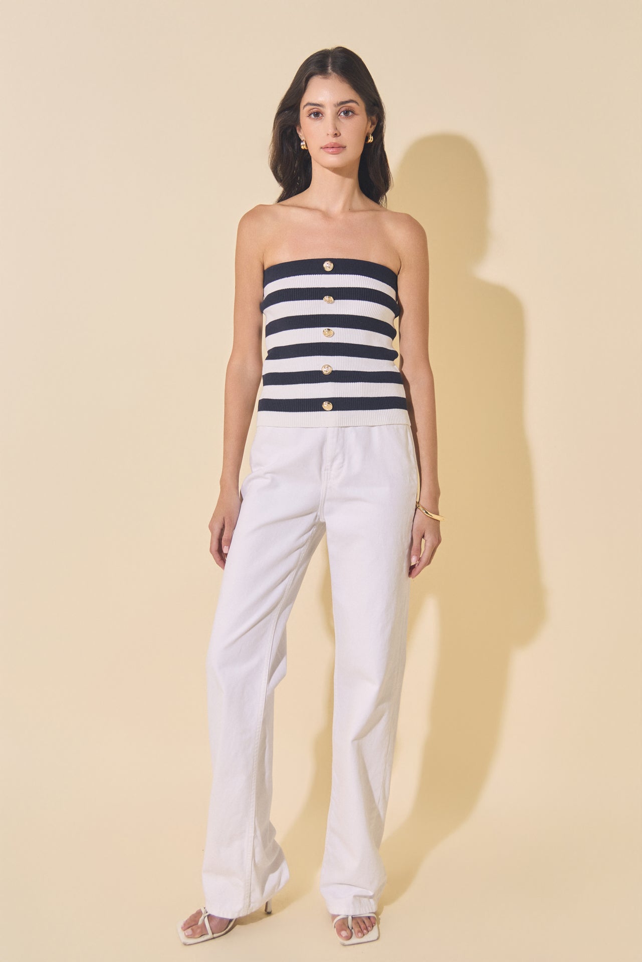 MARSY - Striped Strapless Top - TOPS available at Objectrare