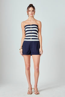 MARSY - Striped Strapless Top - TOPS available at Objectrare