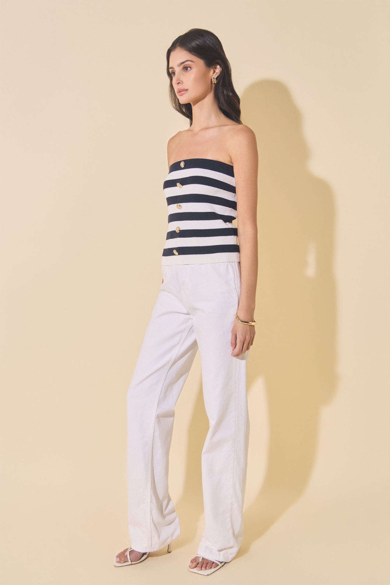 MARSY - Striped Strapless Top - TOPS available at Objectrare