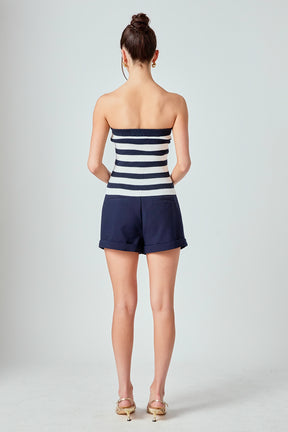 MARSY - Striped Strapless Top - TOPS available at Objectrare