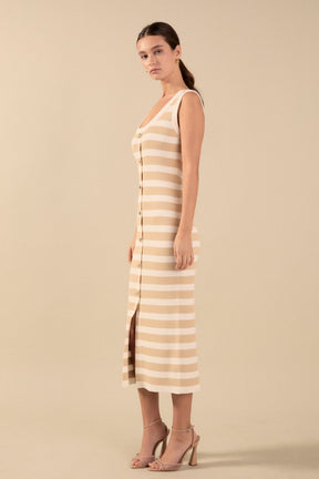 ENDLESS ROSE - Striped Midi Dress - DRESSES available at Objectrare