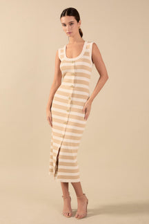 ENDLESS ROSE - Striped Midi Dress - DRESSES available at Objectrare