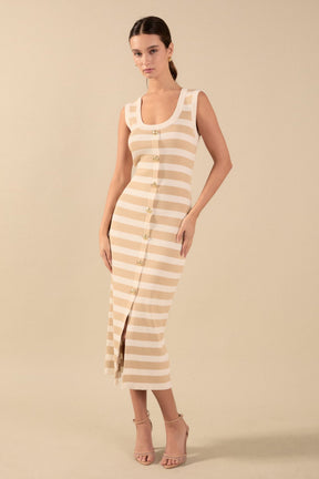 ENDLESS ROSE - Striped Midi Dress - DRESSES available at Objectrare