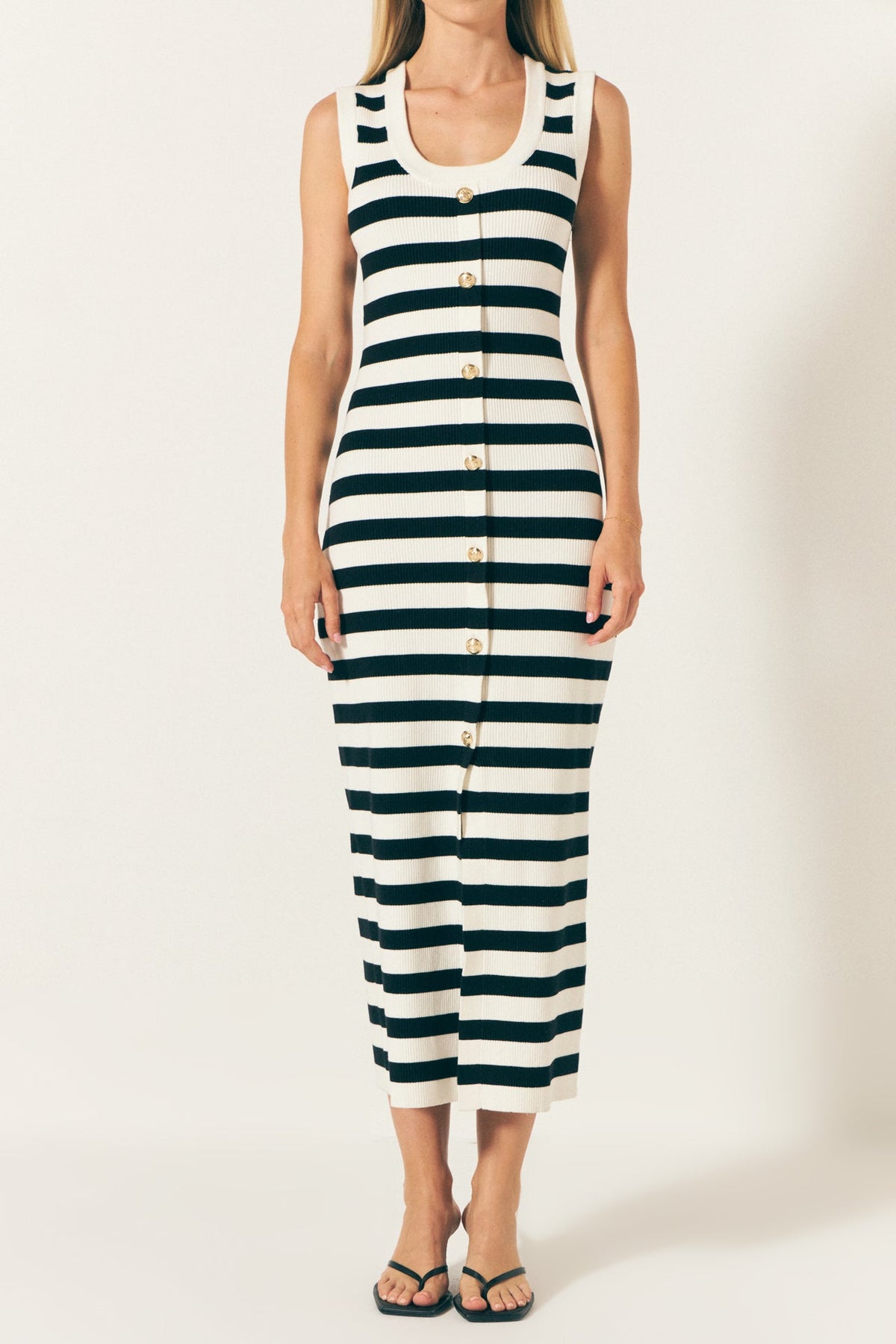 ENDLESS ROSE - Striped Midi Dress - DRESSES available at Objectrare