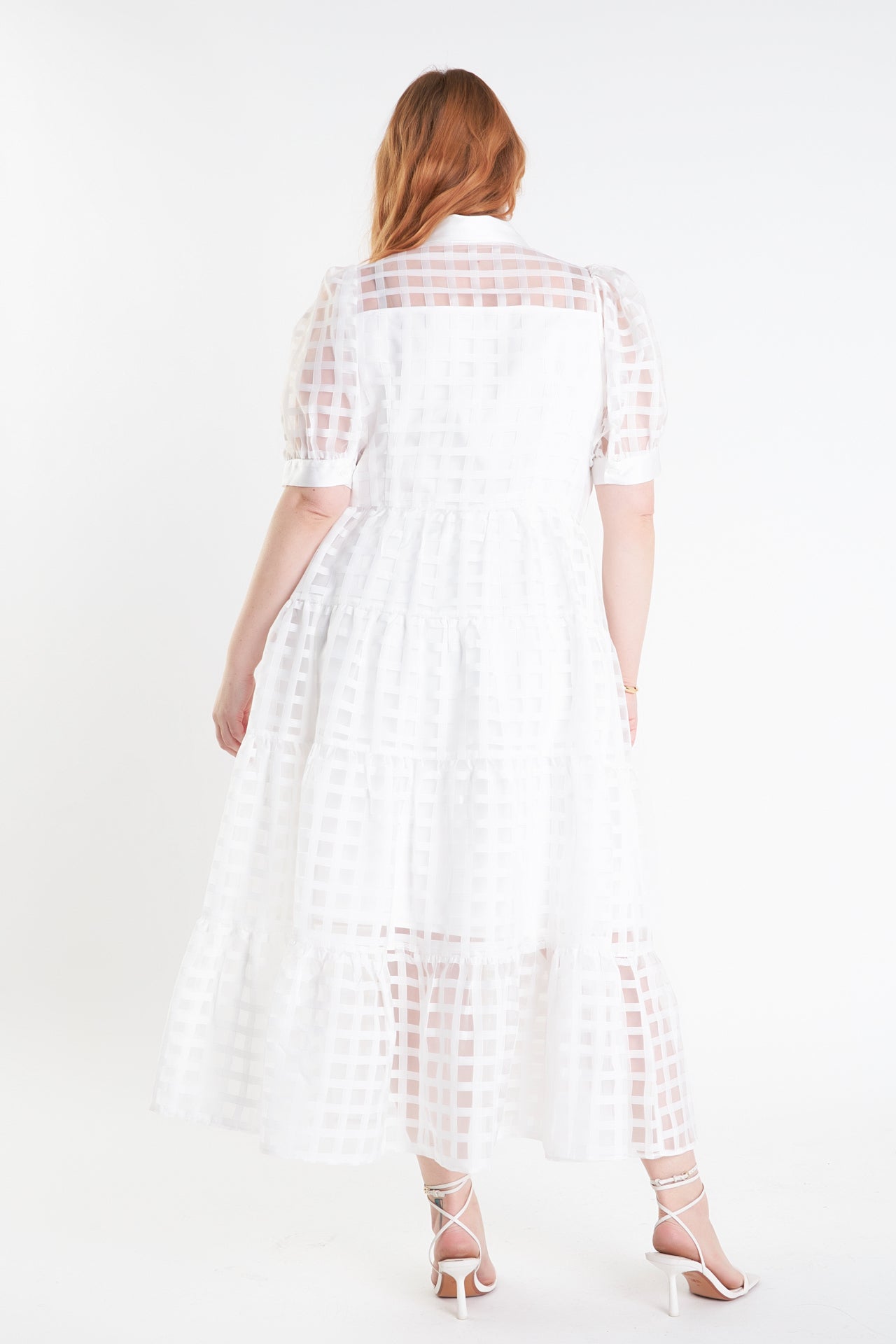 ENGLISH FACTORY - Gridded Organza Tiered Maxi Dress - DRESSES available at Objectrare