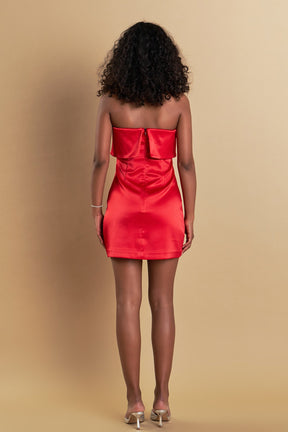 ENDLESS ROSE - Strapless Satin Mini Dress - DRESSES available at Objectrare