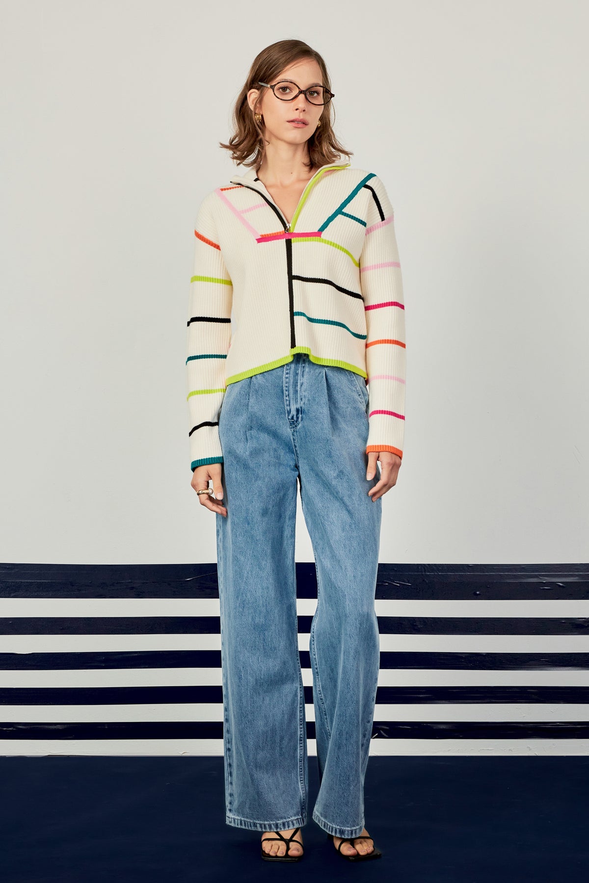 ENGLISH FACTORY - Multi Colored Stripe Sweater - SWEATERS & KNITS available at Objectrare