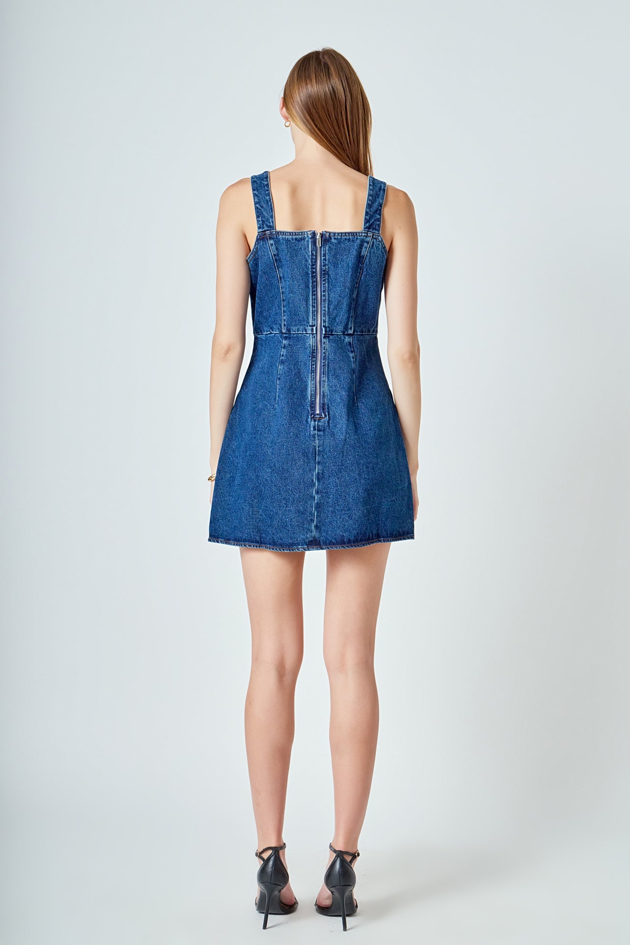 ENDLESS ROSE - Bow Trim Denim Mini Dress - DRESSES available at Objectrare