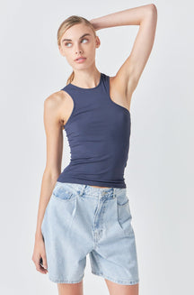 GREY LAB - Grey Lab - Asymmetrical Ribbed Top - TOPS available at Objectrare