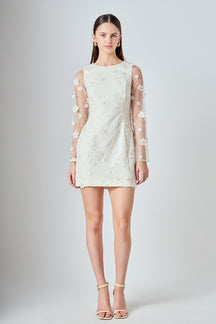 ENDLESS ROSE - Beaded Overlay Floral Mini Dress - DRESSES available at Objectrare