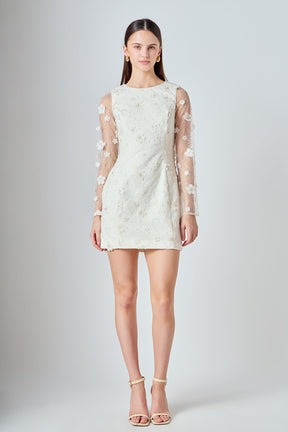 ENDLESS ROSE - Beaded Overlay Floral Mini Dress - DRESSES available at Objectrare