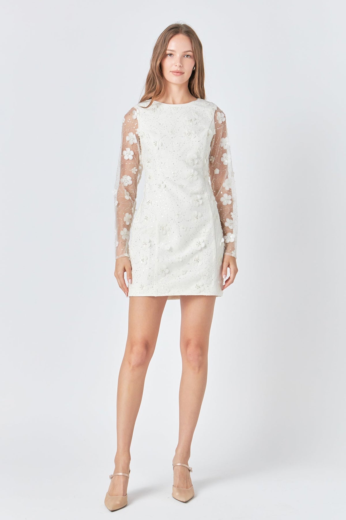 ENDLESS ROSE - Endless Rose - Beaded Overlay Floral Mini Dress - DRESSES available at Objectrare