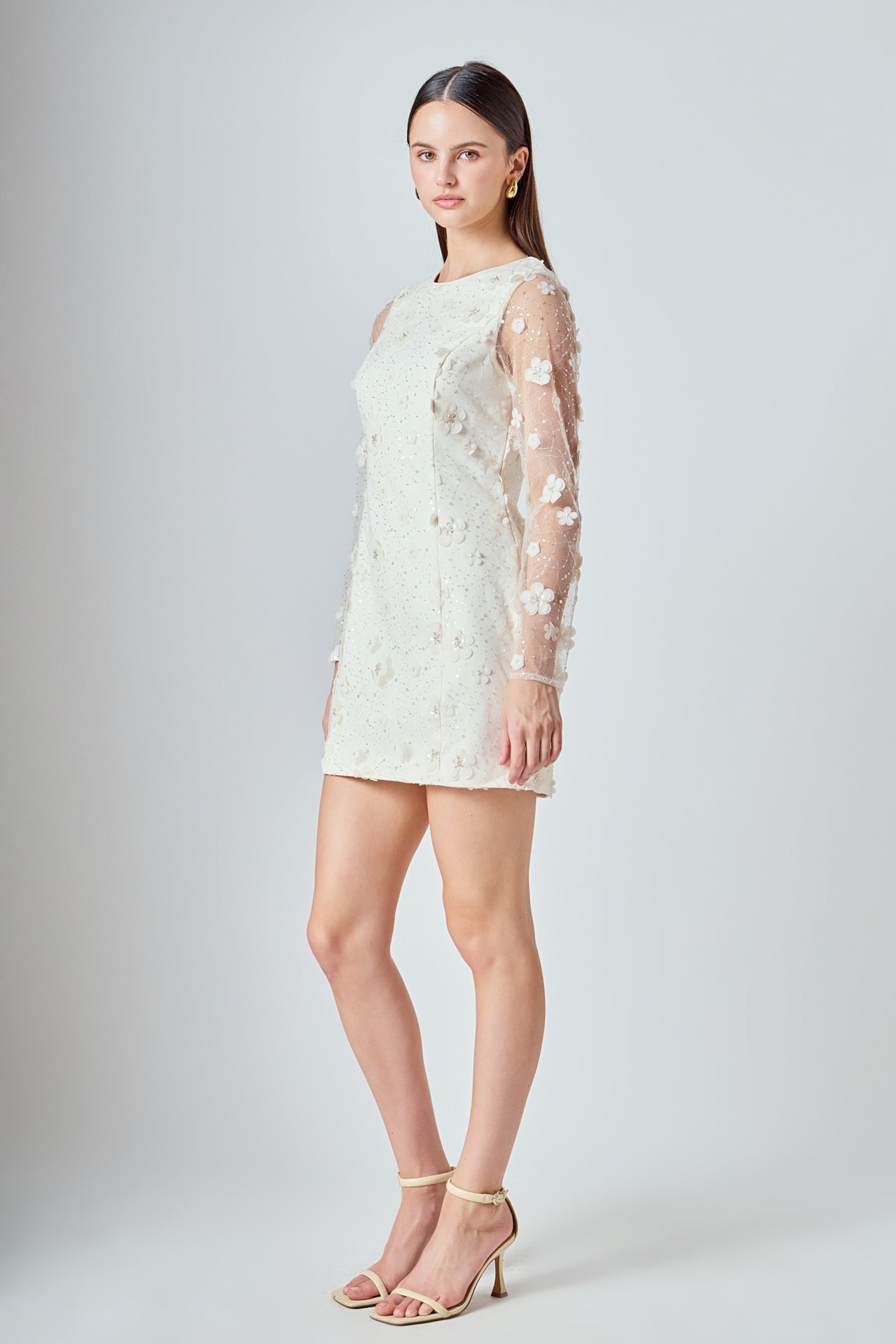 ENDLESS ROSE - Beaded Overlay Floral Mini Dress - DRESSES available at Objectrare