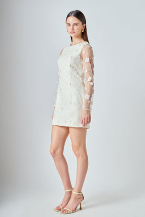 ENDLESS ROSE - Beaded Overlay Floral Mini Dress - DRESSES available at Objectrare