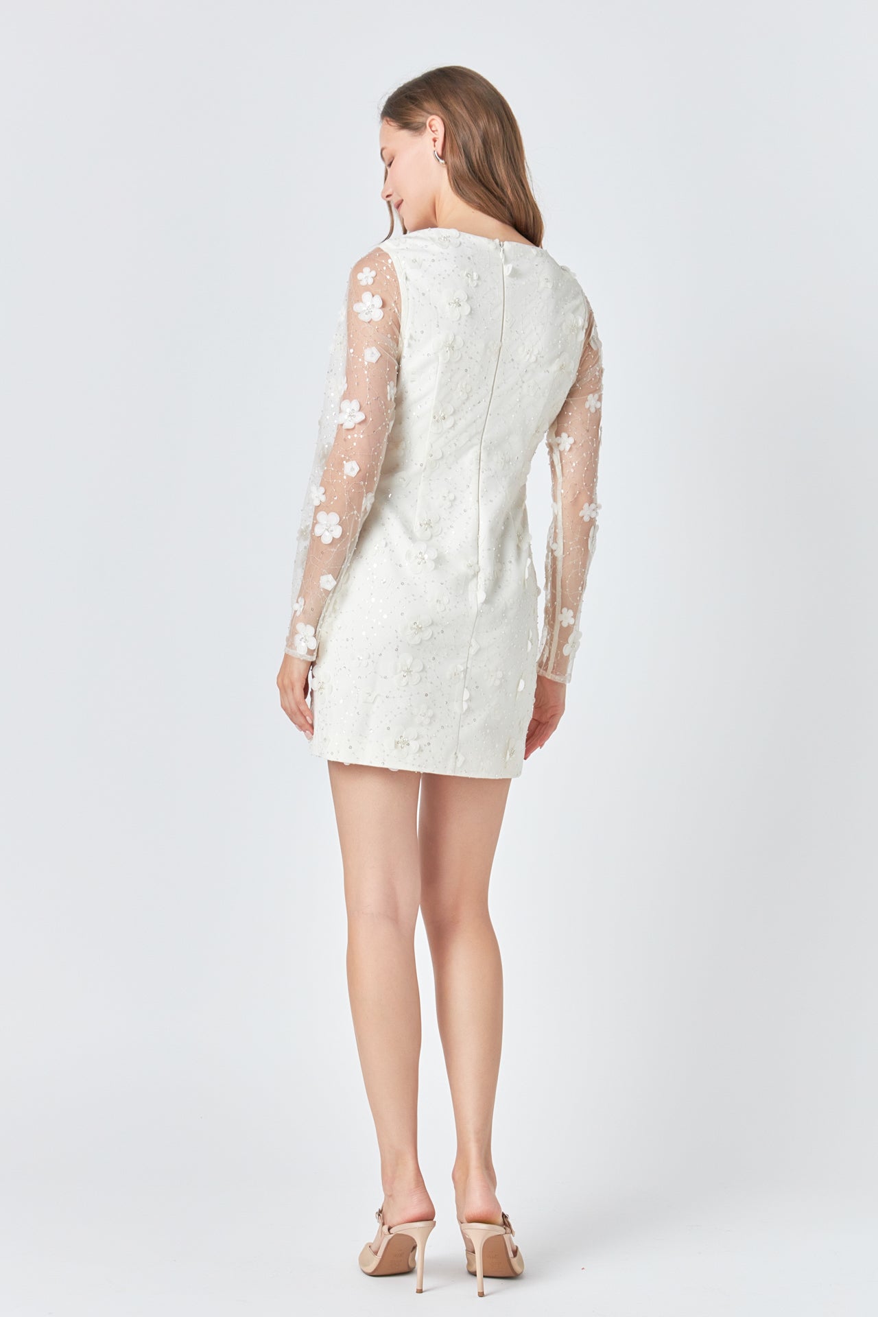 ENDLESS ROSE - Beaded Overlay Floral Mini Dress - DRESSES available at Objectrare