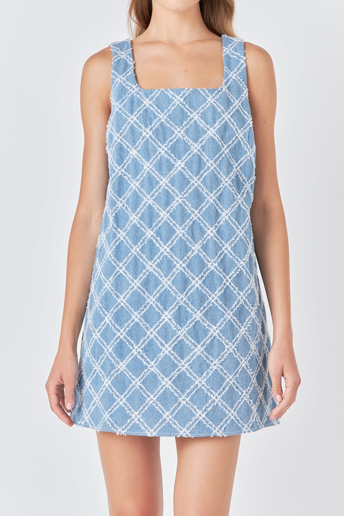 ENDLESS ROSE - Check Distressed Mini Dress - DRESSES available at Objectrare