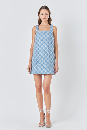 ENDLESS ROSE - Check Distressed Mini Dress - DRESSES available at Objectrare