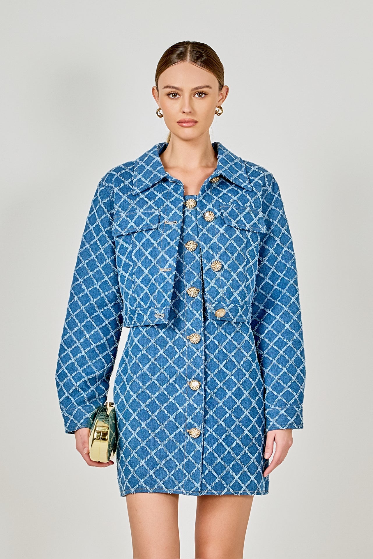 ENDLESS ROSE - Distressed Cropped Denim Jacket - JACKETS available at Objectrare