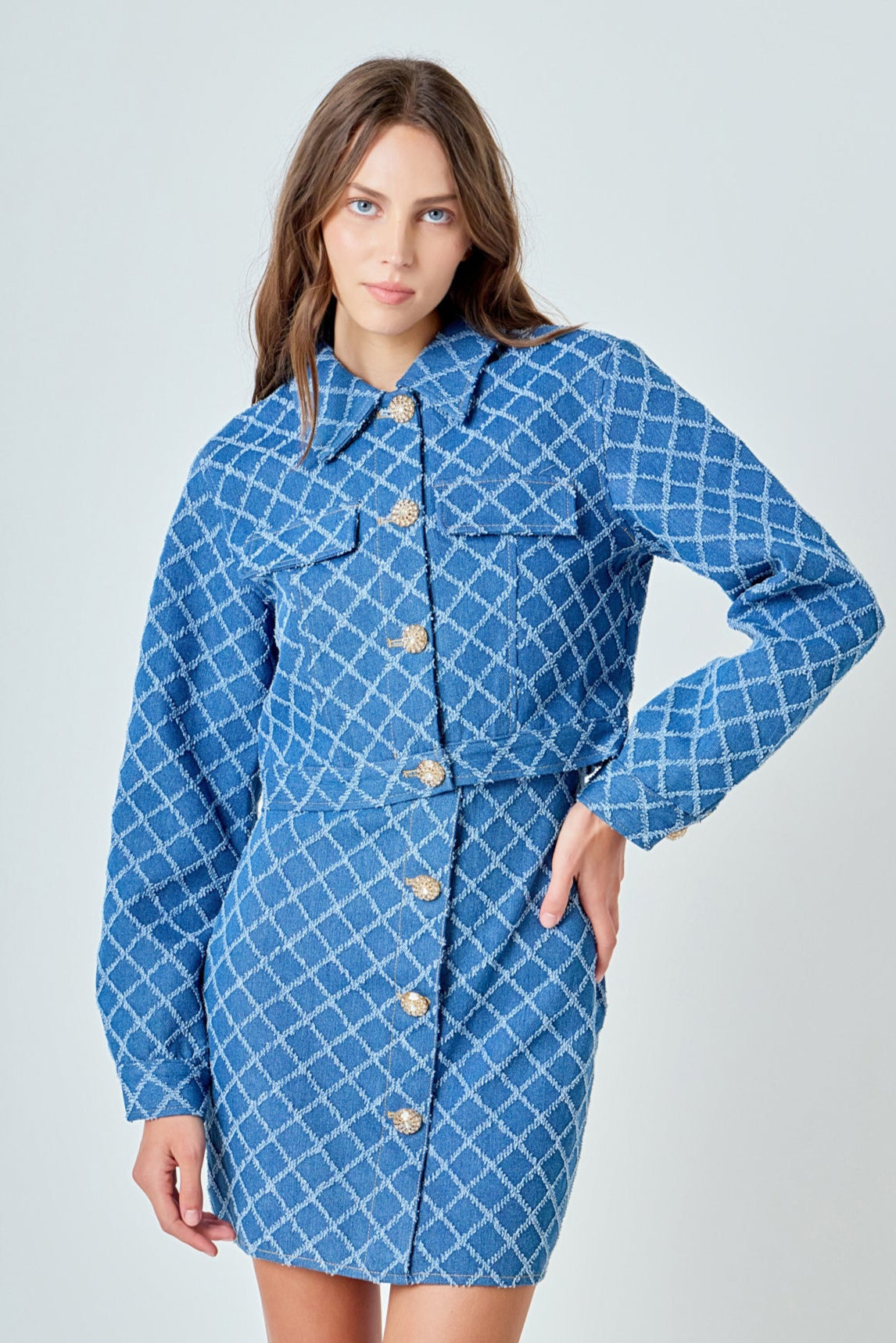 ENDLESS ROSE - Distressed Cropped Denim Jacket - JACKETS available at Objectrare