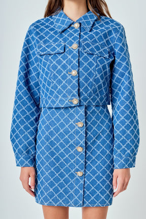 ENDLESS ROSE - Distressed Cropped Denim Jacket - JACKETS available at Objectrare