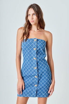 ENDLESS ROSE - Distressed Denim Mini Dress - DRESSES available at Objectrare