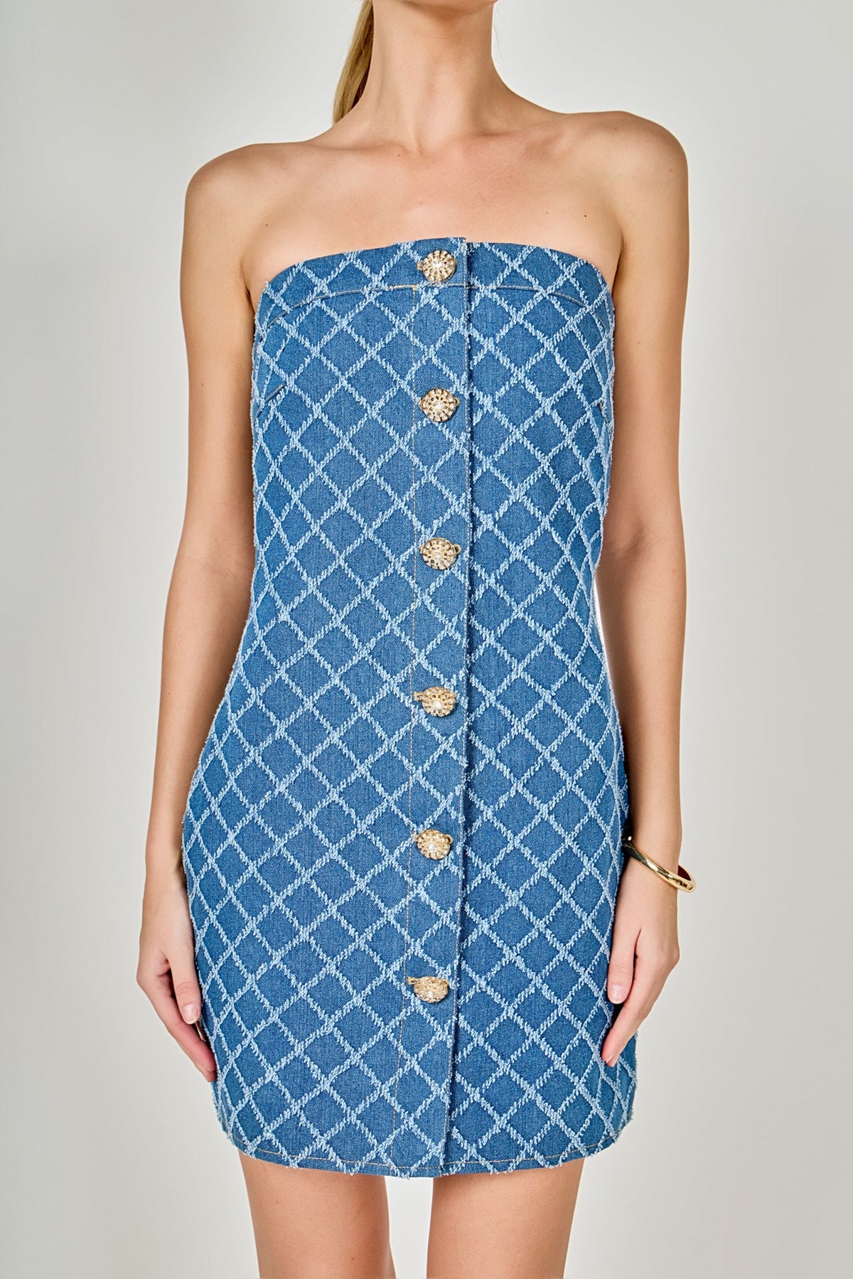 ENDLESS ROSE - Distressed Denim Mini Dress - DRESSES available at Objectrare
