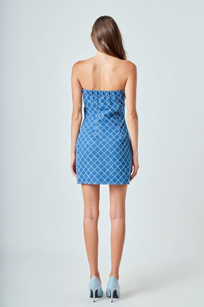 ENDLESS ROSE - Distressed Denim Mini Dress - DRESSES available at Objectrare