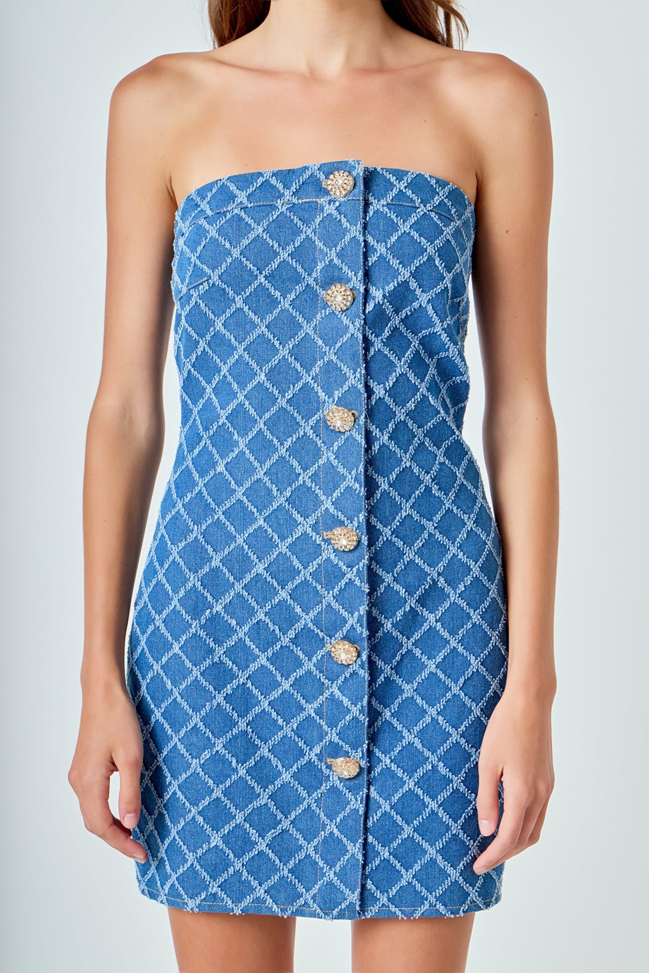 ENDLESS ROSE - Distressed Denim Mini Dress - DRESSES available at Objectrare