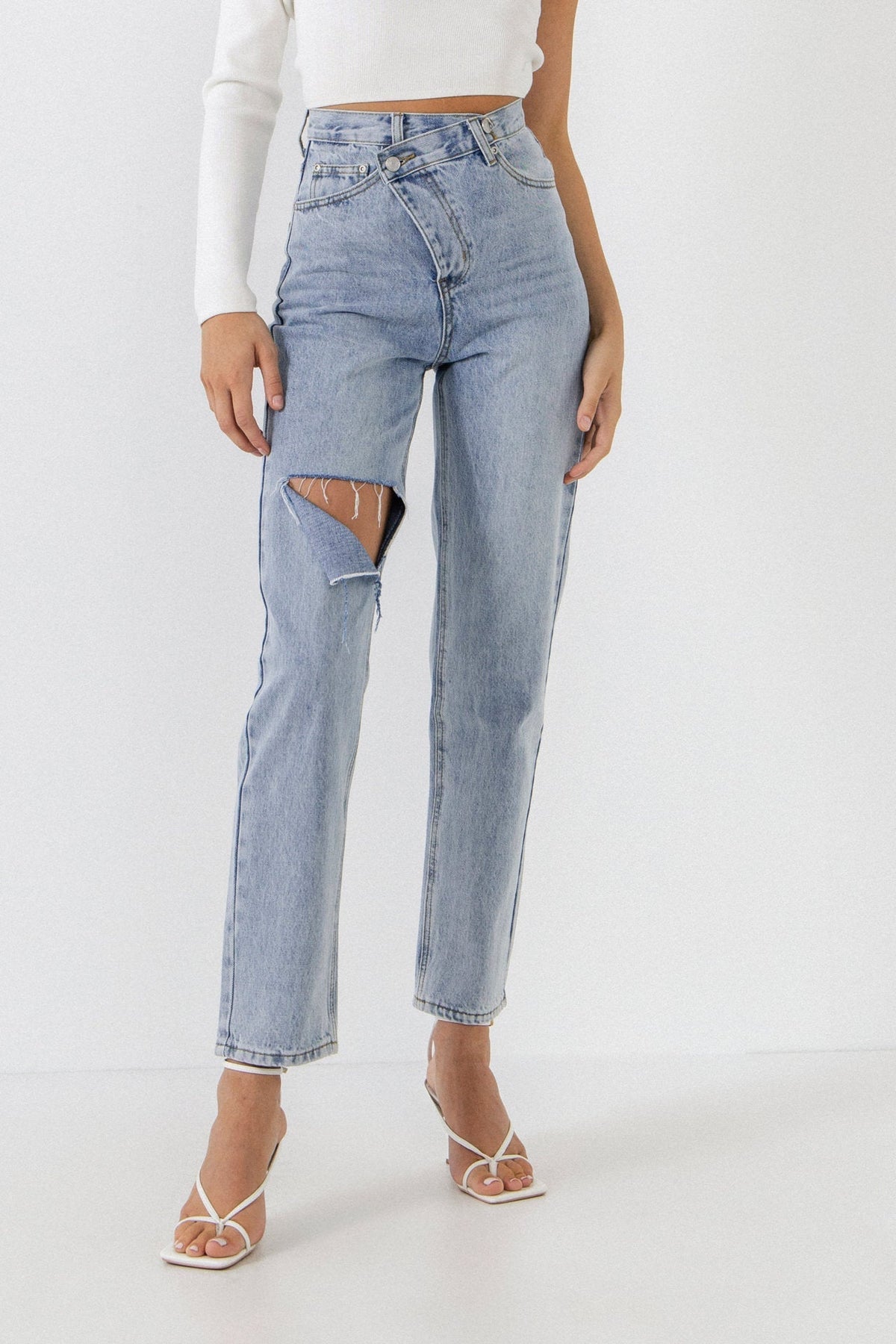 GREY LAB - Asymmetric Wrap Jeans - JEANS available at Objectrare