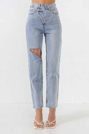 GREY LAB - Grey Lab - Asymmetric Wrap Jeans - JEANS available at Objectrare