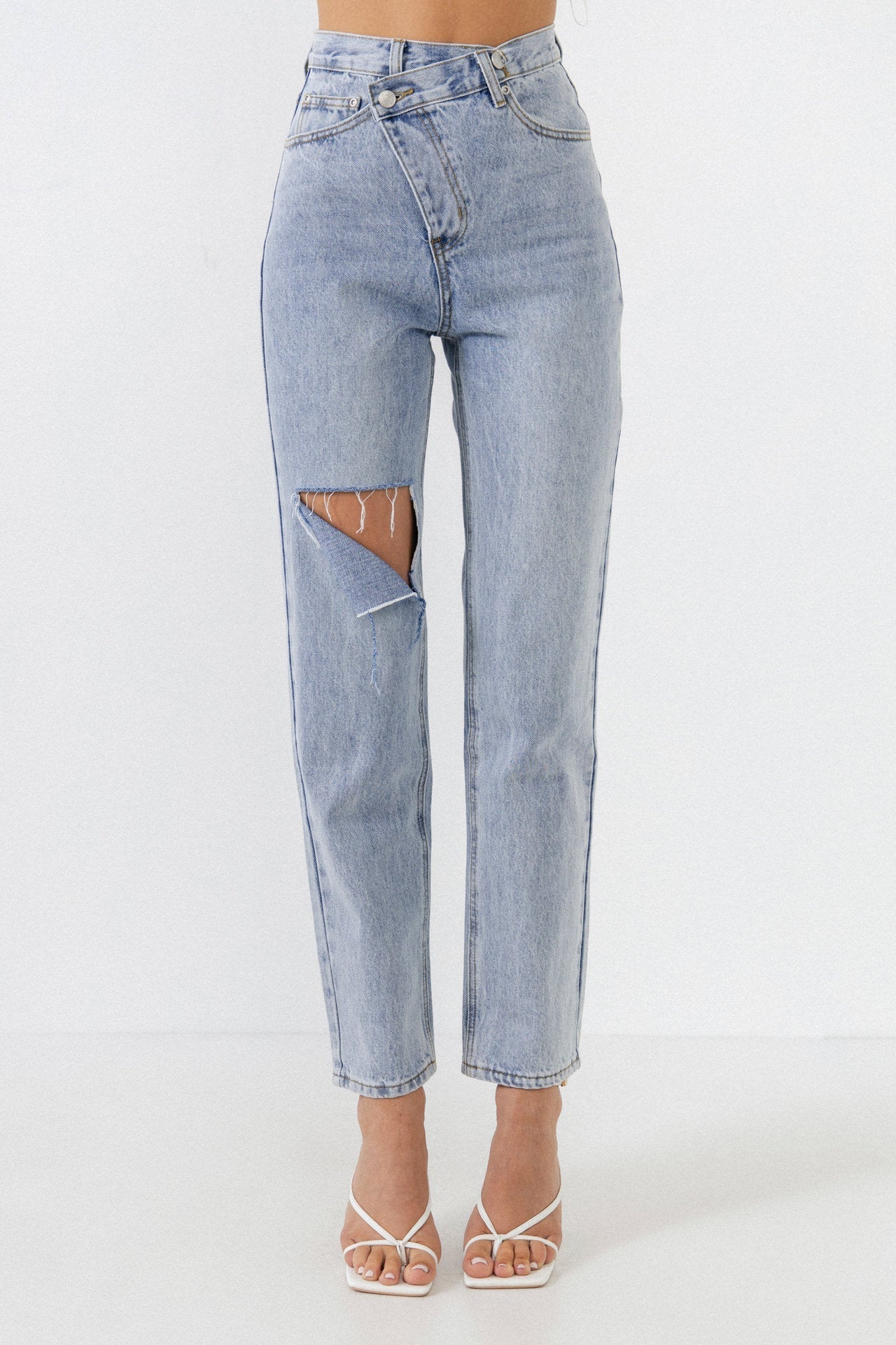 GREY LAB - Asymmetric Wrap Jeans - JEANS available at Objectrare