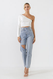 GREY LAB - Grey Lab - Asymmetric Wrap Jeans - JEANS available at Objectrare