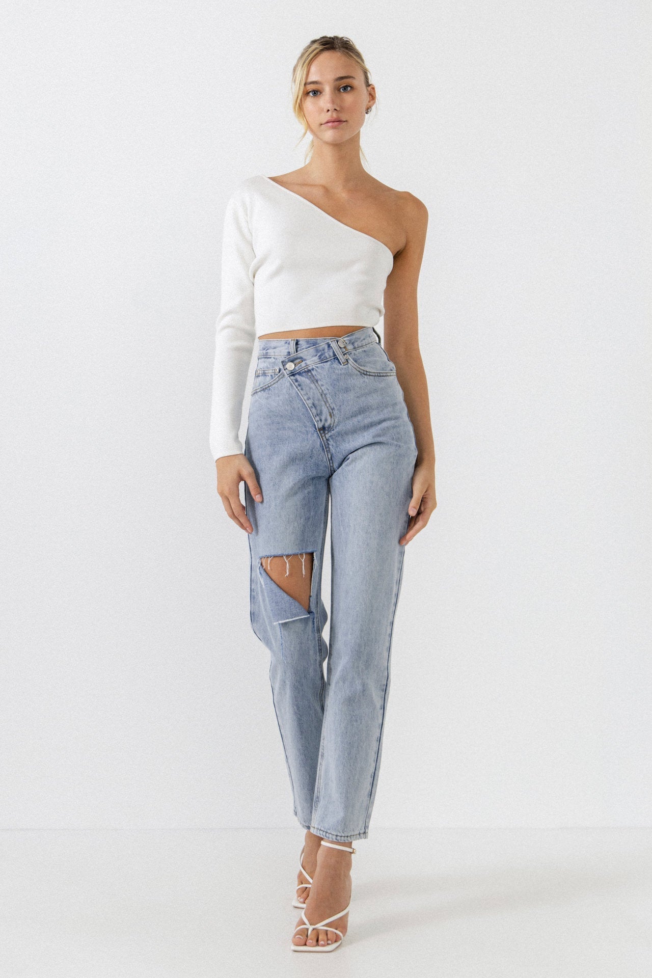 GREY LAB - Asymmetric Wrap Jeans - JEANS available at Objectrare