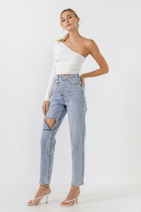 GREY LAB - Asymmetric Wrap Jeans - JEANS available at Objectrare