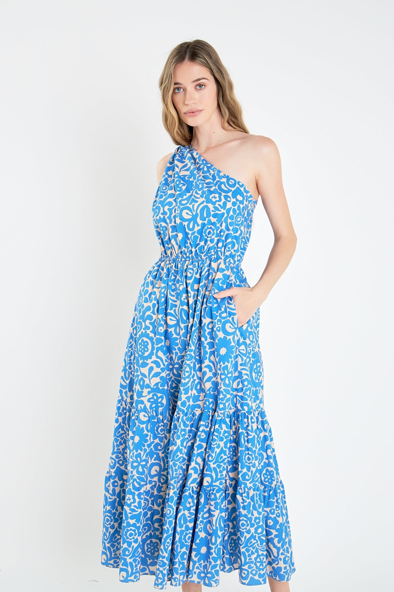 One Shoulder Print Maxi Dress