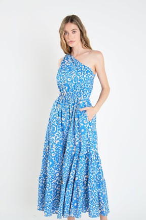 One Shoulder Print Maxi Dress