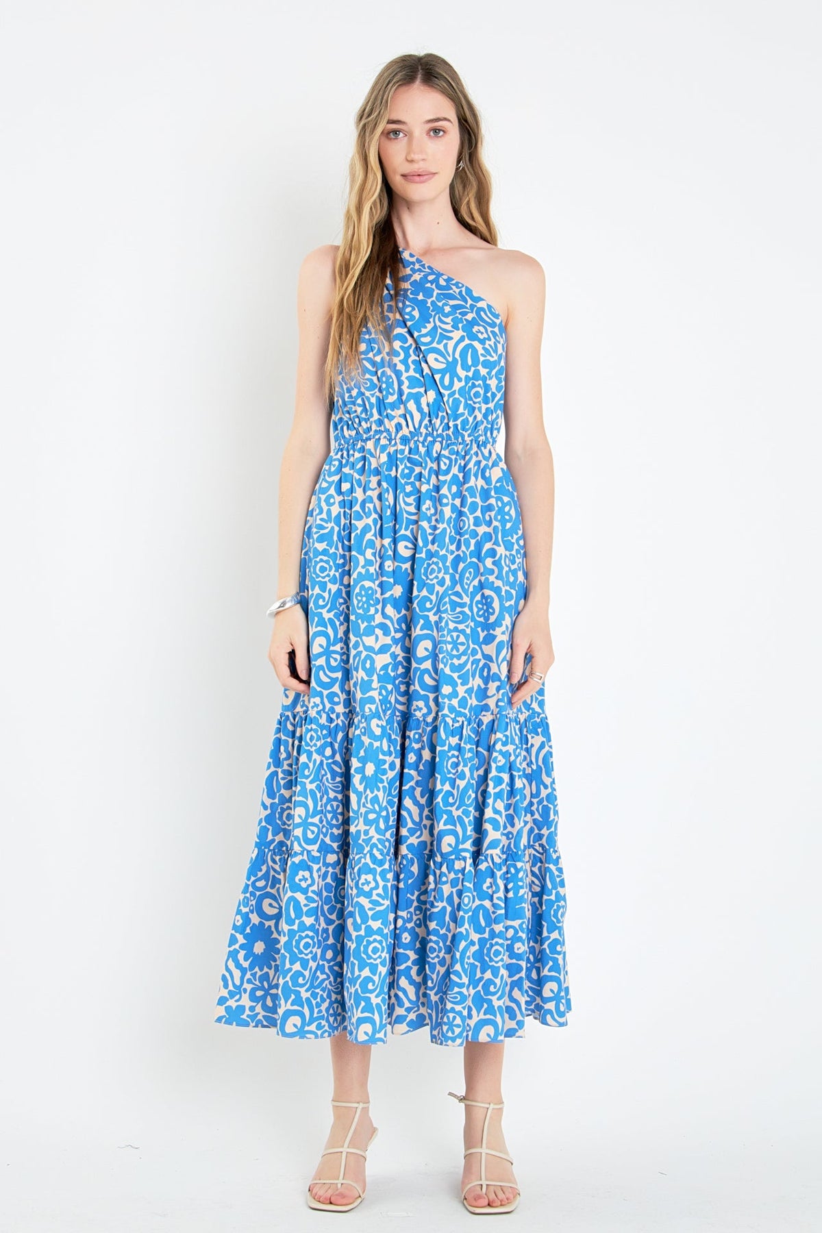 One Shoulder Print Maxi Dress