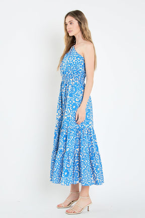 One Shoulder Print Maxi Dress