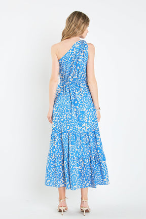 One Shoulder Print Maxi Dress